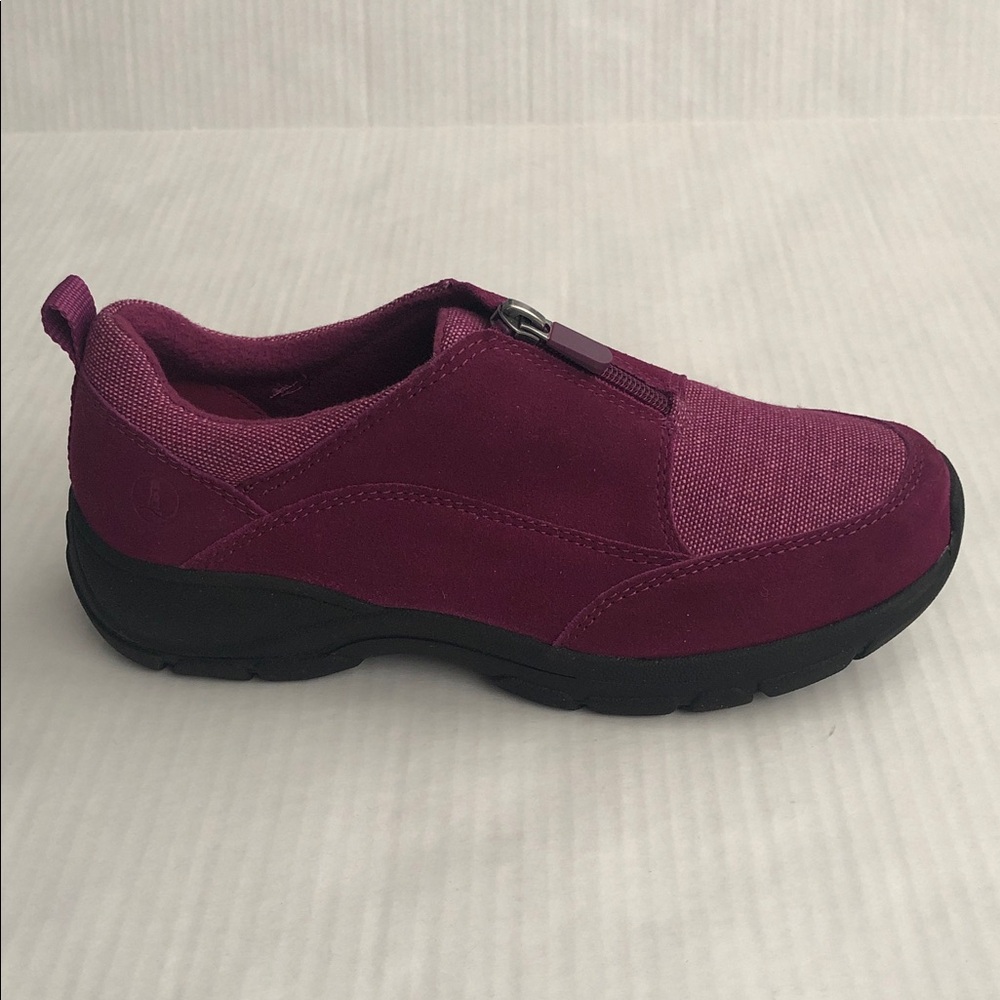 LANDS’ END Women’s Zip Front Leather Loafer purple fuchsia Size 8.5 - Picture 2 of 9